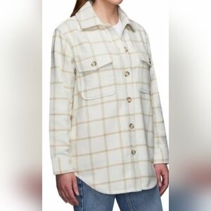 Stylish Cream Plaid Utility Jacket